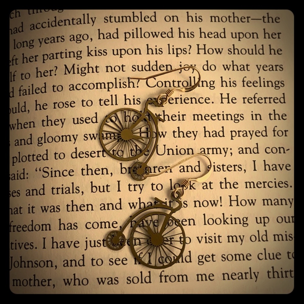 Delicate Gold Tone Pennyfarthing Bicycle Earrings